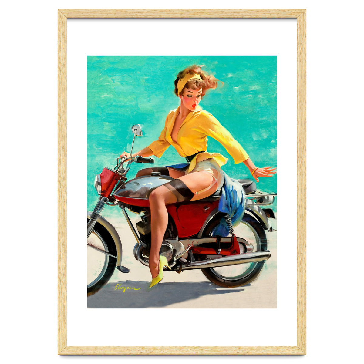 Pinup Sexy Motorcycle Girl