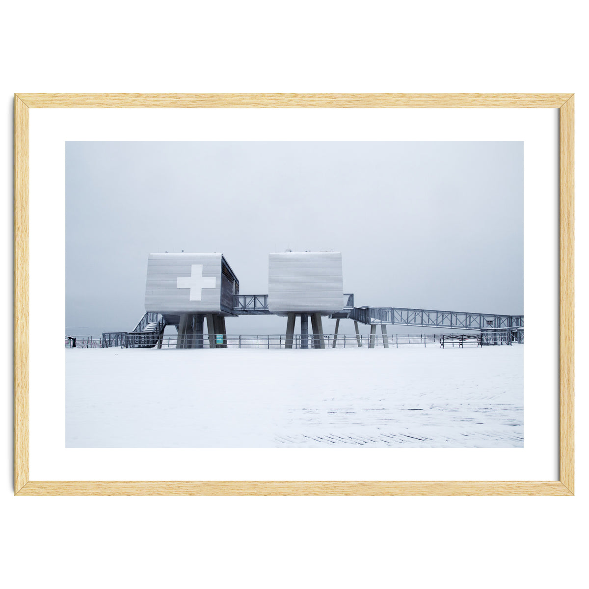 First aid house in the winter seascape