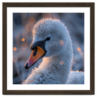Close Up Frosty Swan Head During Golden Hour