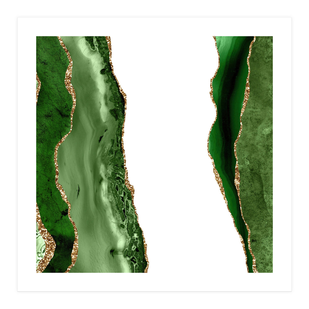 Green & Gold Agate Texture 20  (Print Only)