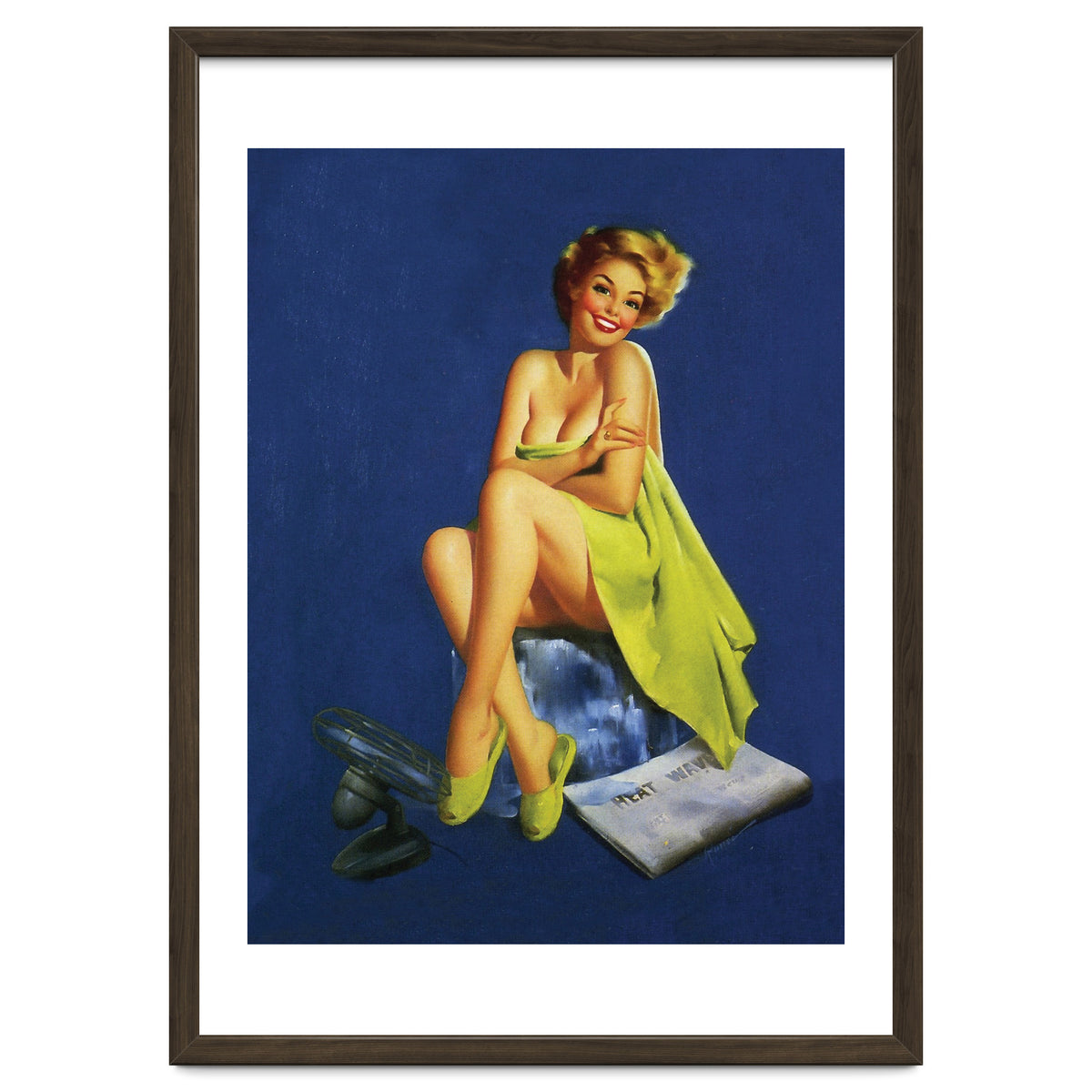 Sexy Pinup Posing With Green Towel