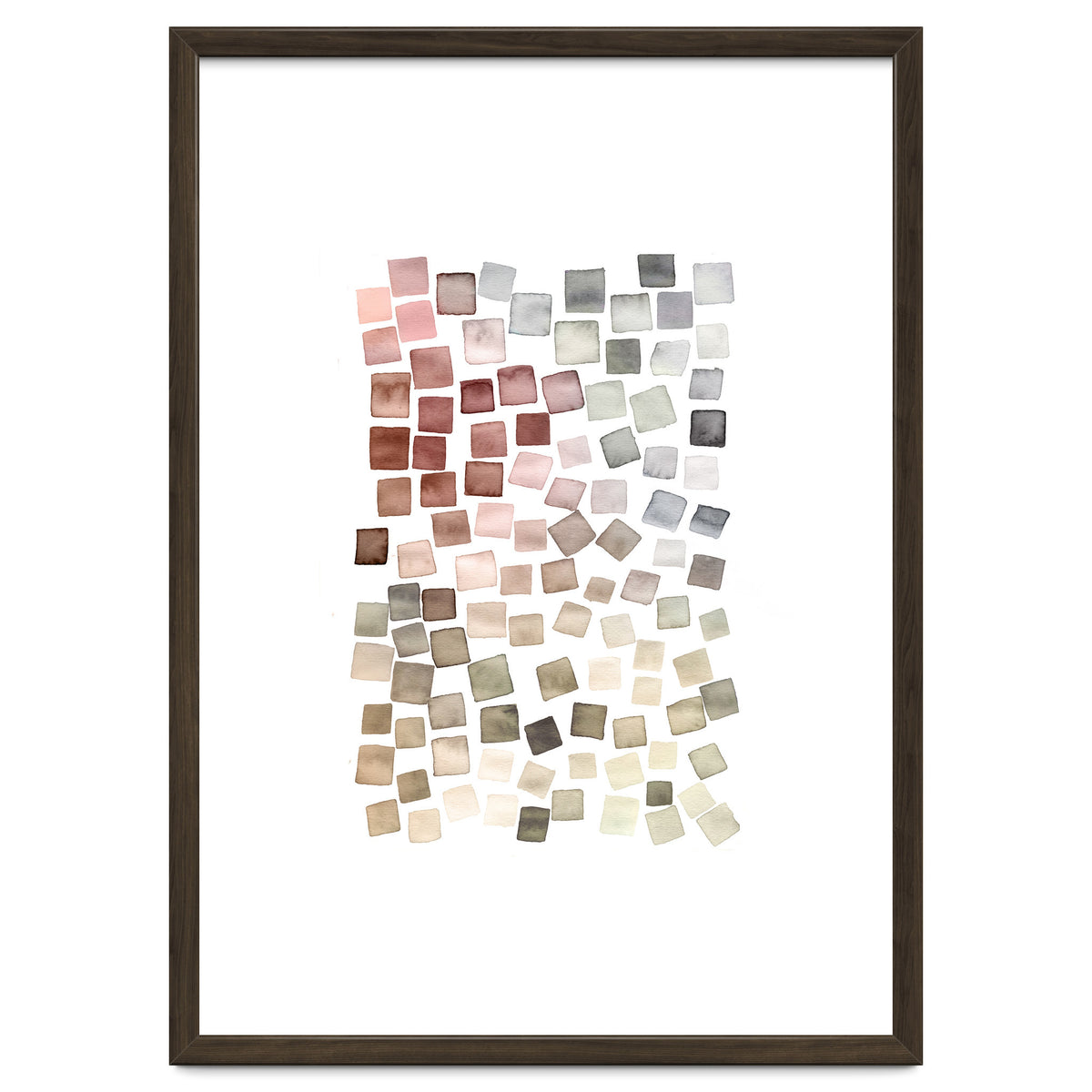 Watercolor Geometric Square Shapes Red