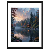 Serene Lakeside Retreat in Autumn Forest