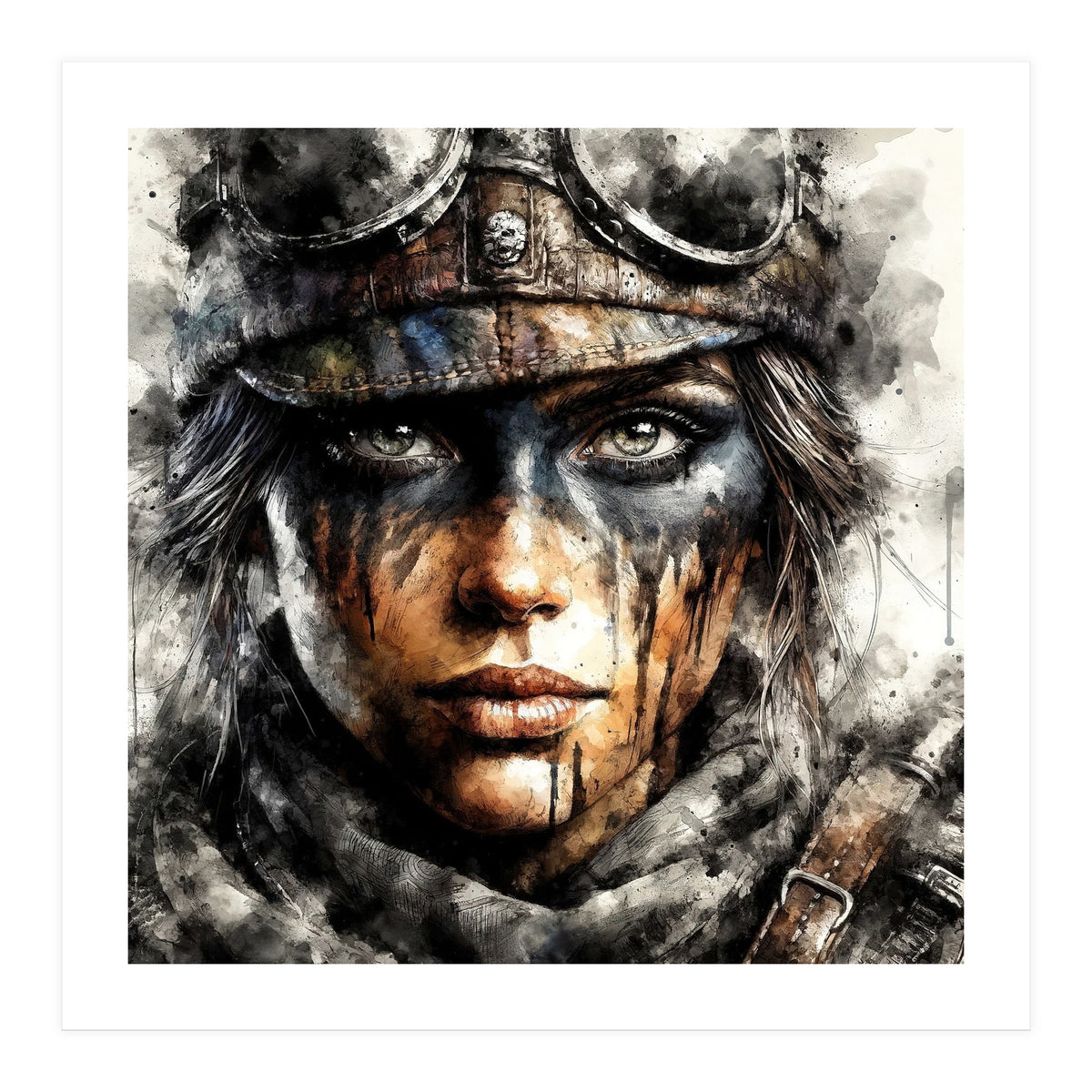 Warrior Woman With Aviator Goggles (Print Only)