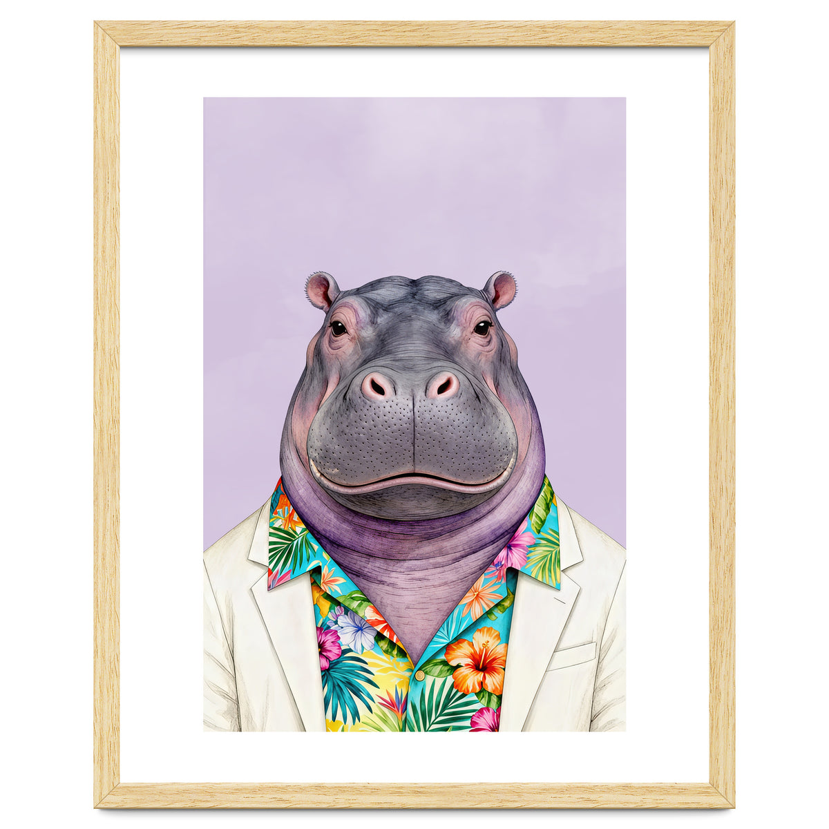 Hippopotamus in Gangster Havana Shirt
