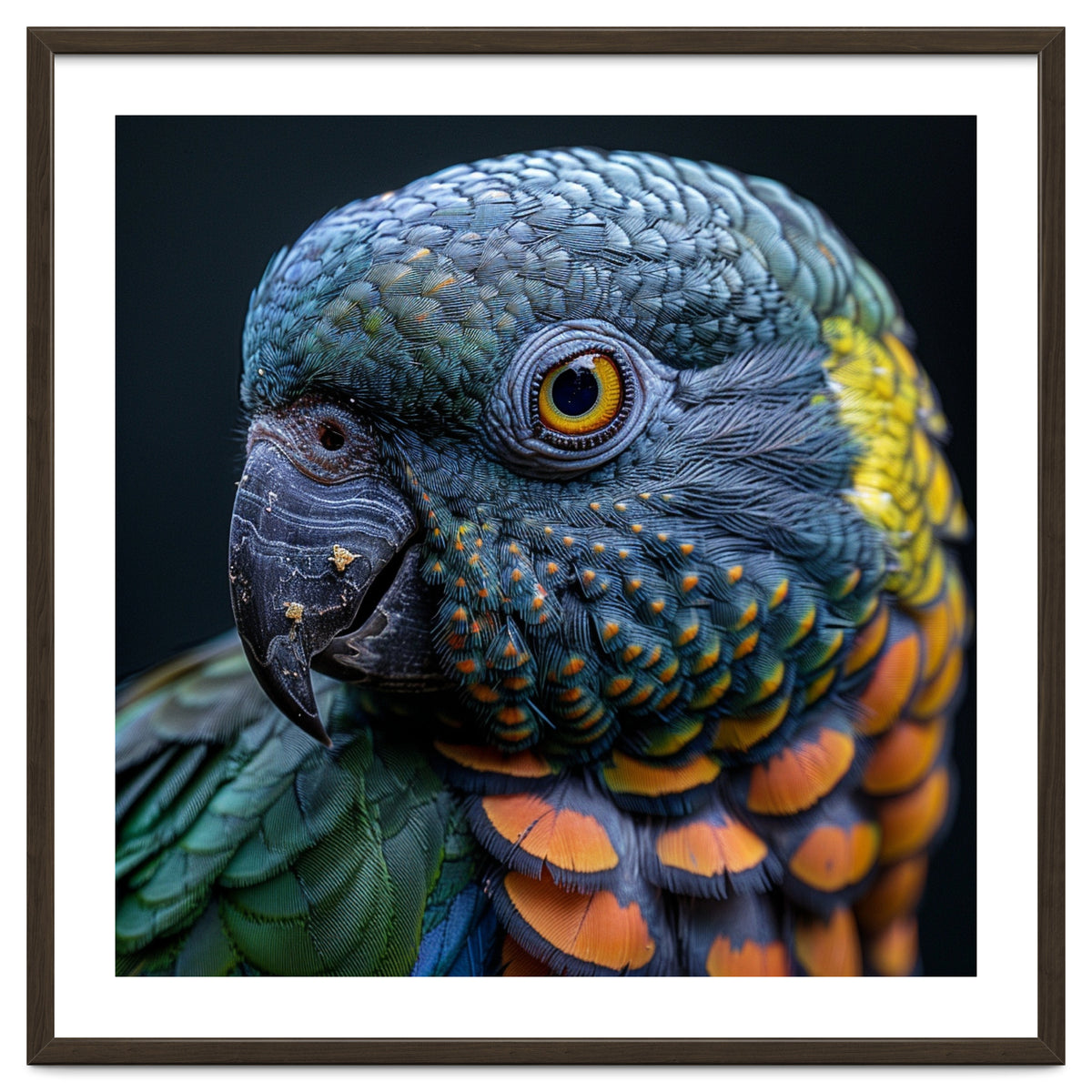 Close Up Portrait Of A Colorful Parrot's Face