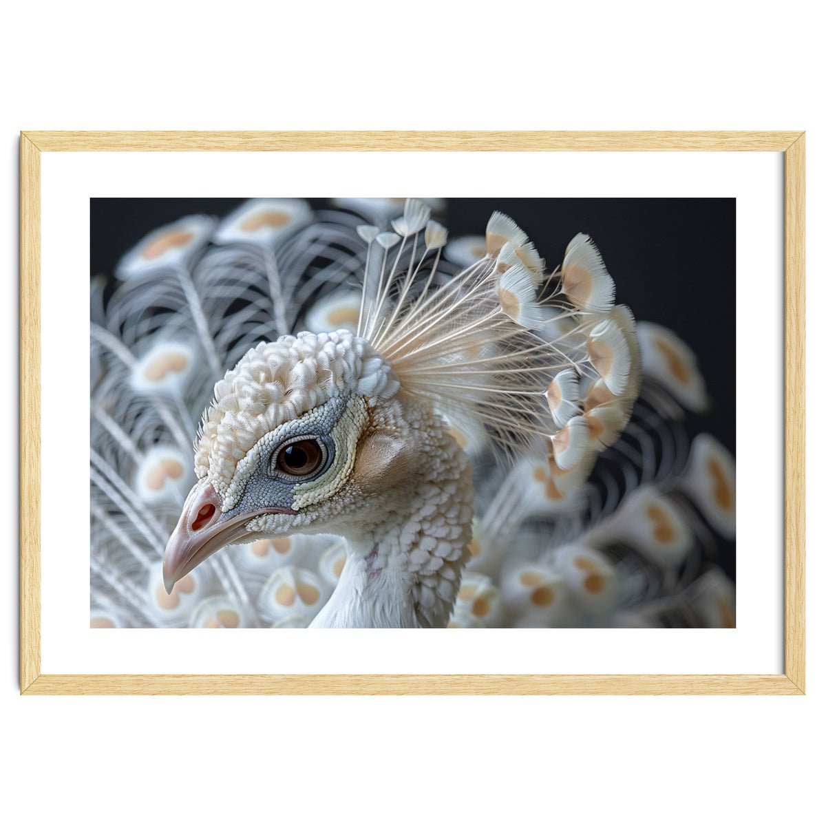 Close Up Albino Peacock Bird Portrait