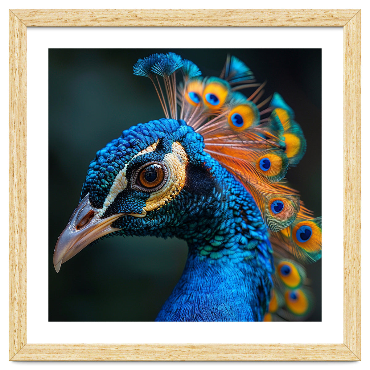 Peacock Bird Portrait Detailed Feathers Vibrant Colors