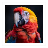 Scarlet Macaw Parrot Head Detailed Portrait Black (Print Only) thumbnail