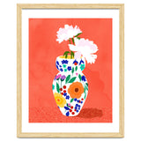 The Flowerpot, Floral Nature Watercolor Painting, Eclectic Bohemian Blossom Plants, Maximalism Contemporary Boho thumbnail