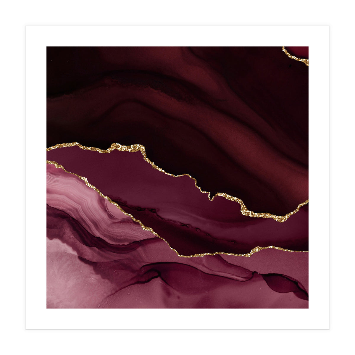 Burgundy & Gold Agate Texture 12 (Print Only)