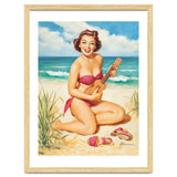 Pinup Girl Playing Ukulele On The Beach thumbnail