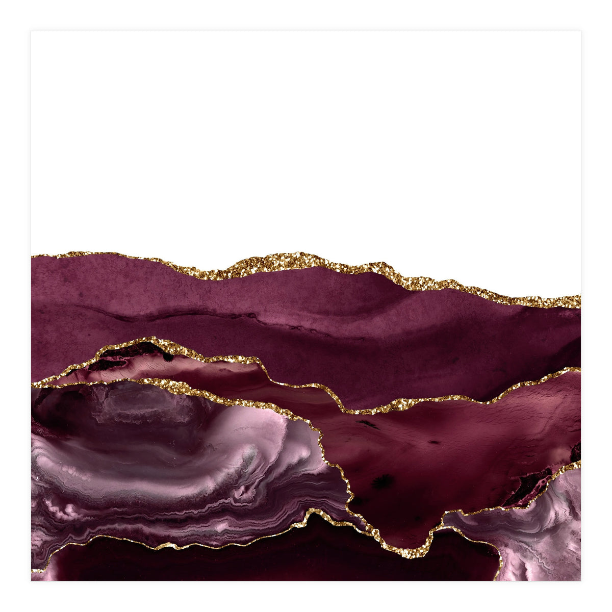 Burgundy & Gold Agate Texture 25  (Print Only)