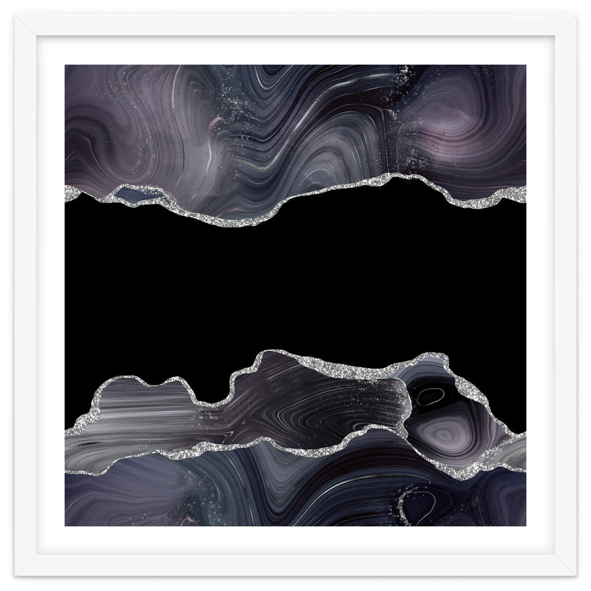 Black & Silver Glitter Agate Texture 03