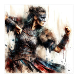 Viking Warrior Woman Watercolor Portrait (Print Only) thumbnail