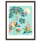Drawn To The Moon, Stork Heron Flamingo Birds, Tropical Pastel Wildlife Forest Nature, Animals Jungle Bohemian Eclectic Fly thumbnail