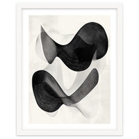 Abstract Black And White Flowing Organic Shapes With Texture