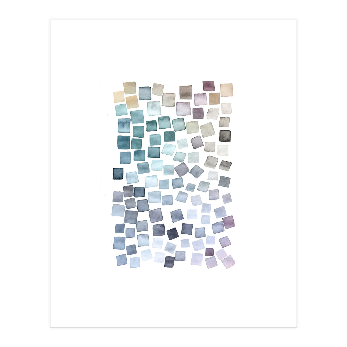 Watercolor Geometric Square Shapes Cozy (Print Only)