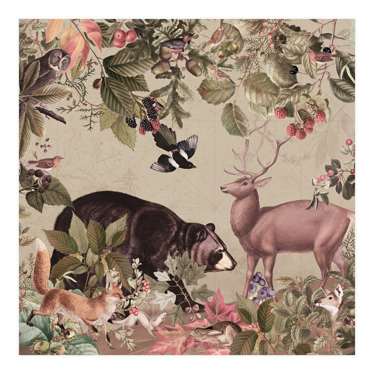 Nostalgic Autumn guardians of the forest (Print Only)