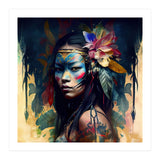 Floral Native Asian Warrior Portrait (Print Only) thumbnail