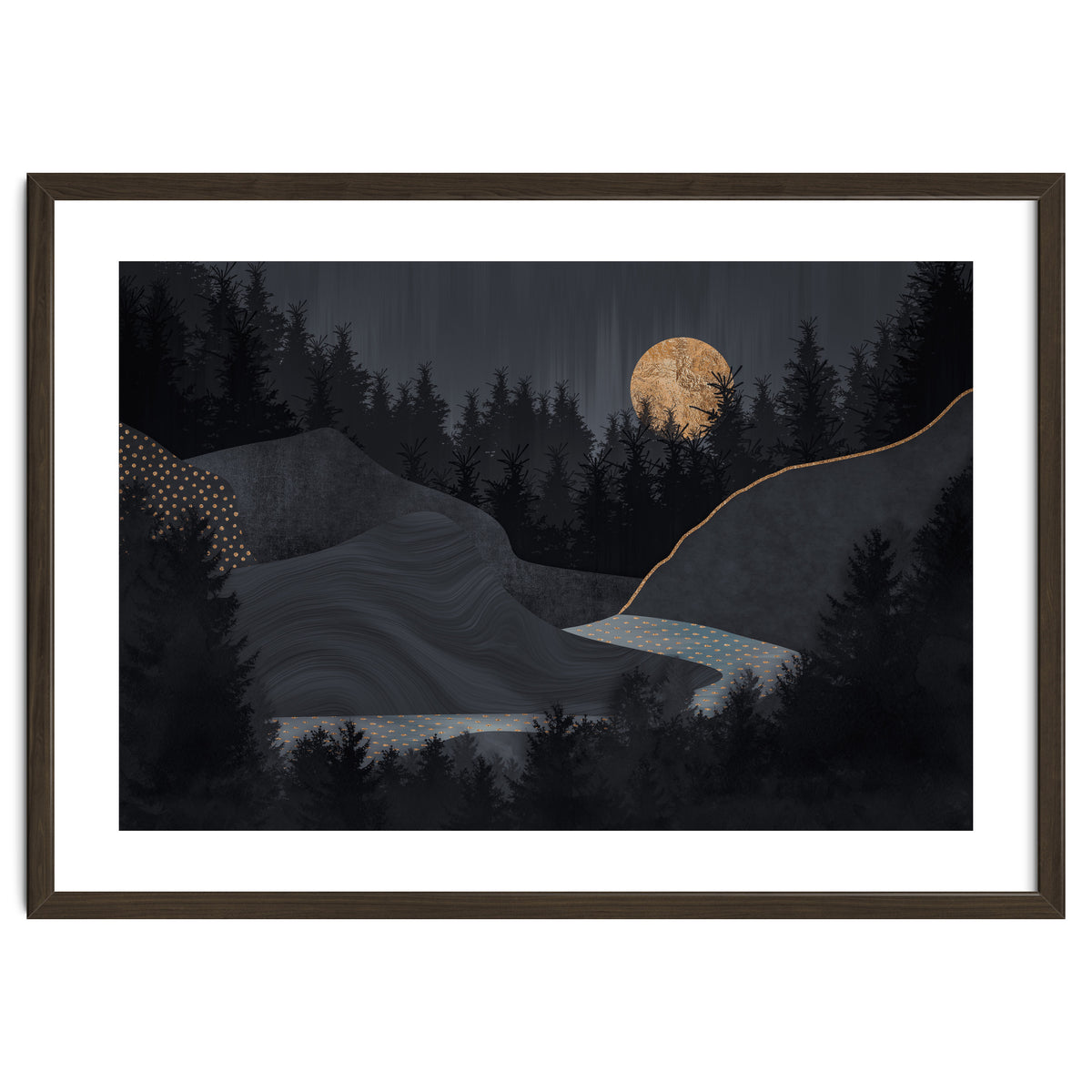 Abstract Landscape Midnight Moon