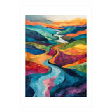 Colorful Abstract River Valley Landscape Art (Print Only) thumbnail
