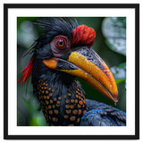 Close Up Of Helmeted Hornbill Bird In Rain thumbnail