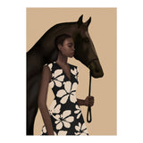 Woman In Bold Print With Black Horse (Print Only) thumbnail