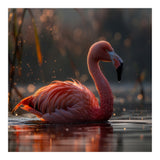 Pink Flamingo Swimming In Sunlight Water (Print Only) thumbnail