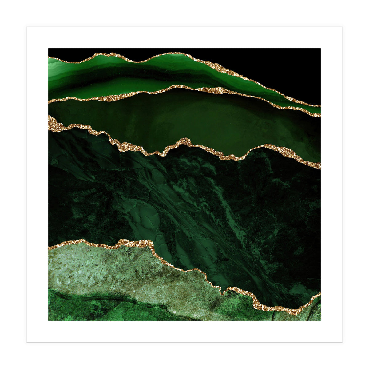 Green & Gold Agate Texture 02  (Print Only)