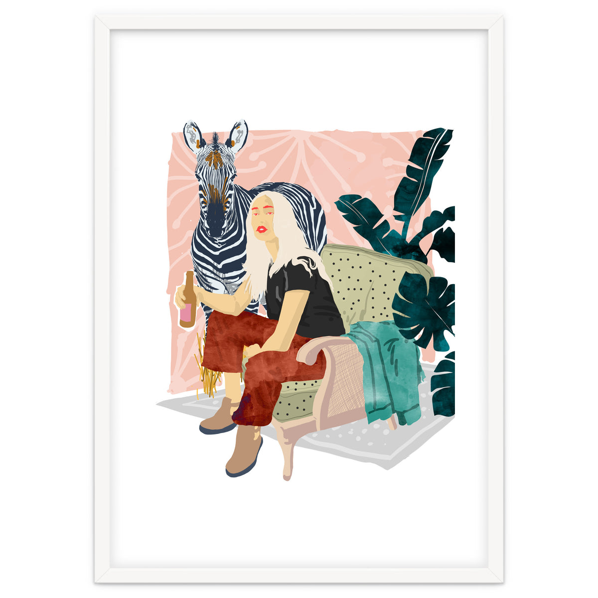 Zebra Hangout | Wildlife Urban Jungle Décor | Banana Leaves Monstera Plant Lady Fashion