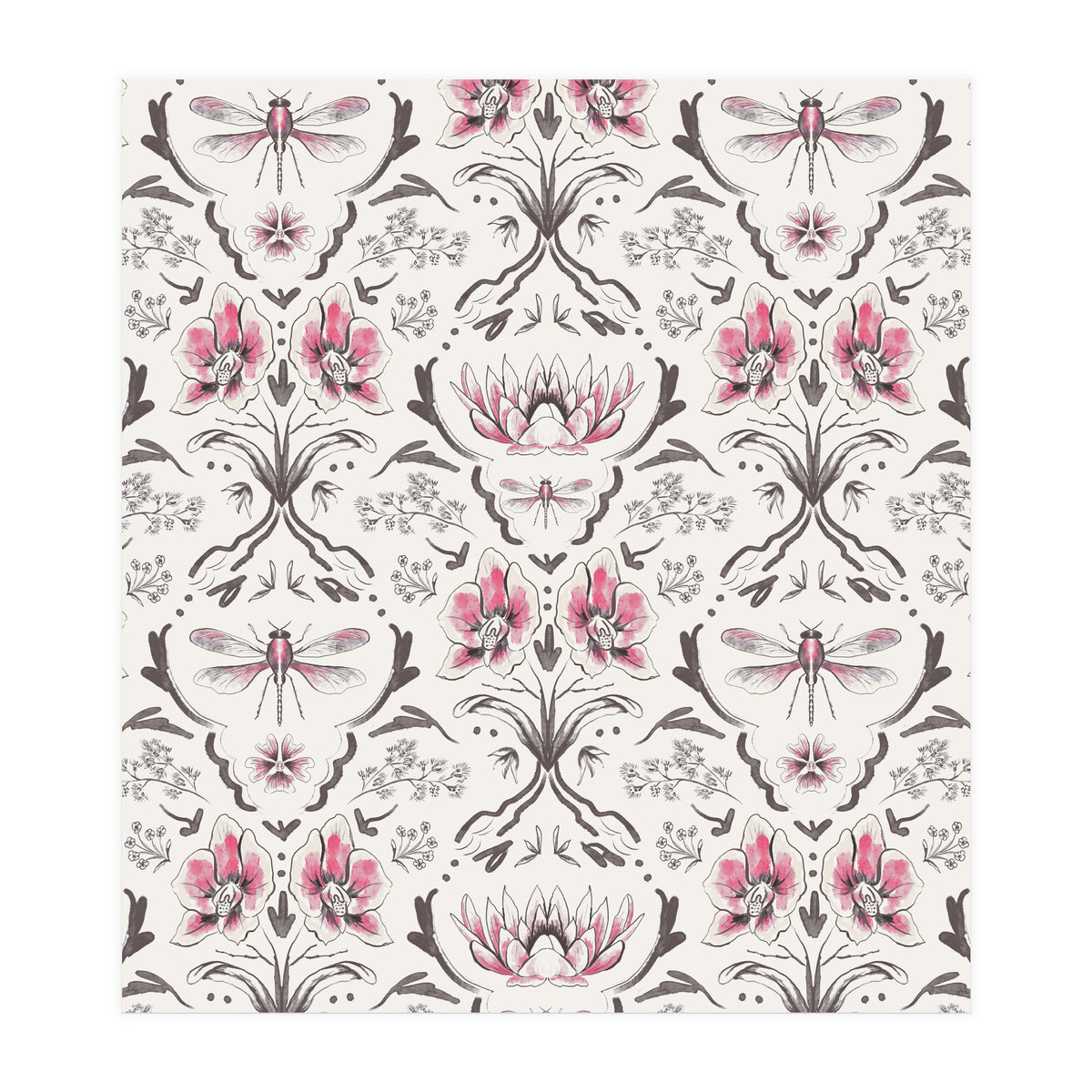 Bohemian Garden Pink Pattern (Print Only)