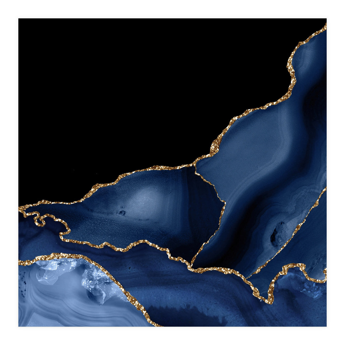 Navy & Gold Agate Texture 03  (Print Only)