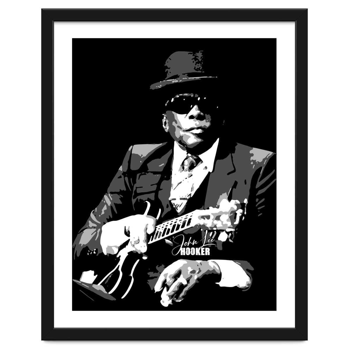 John Lee Hooker American Blues Guitarist in Grayscale