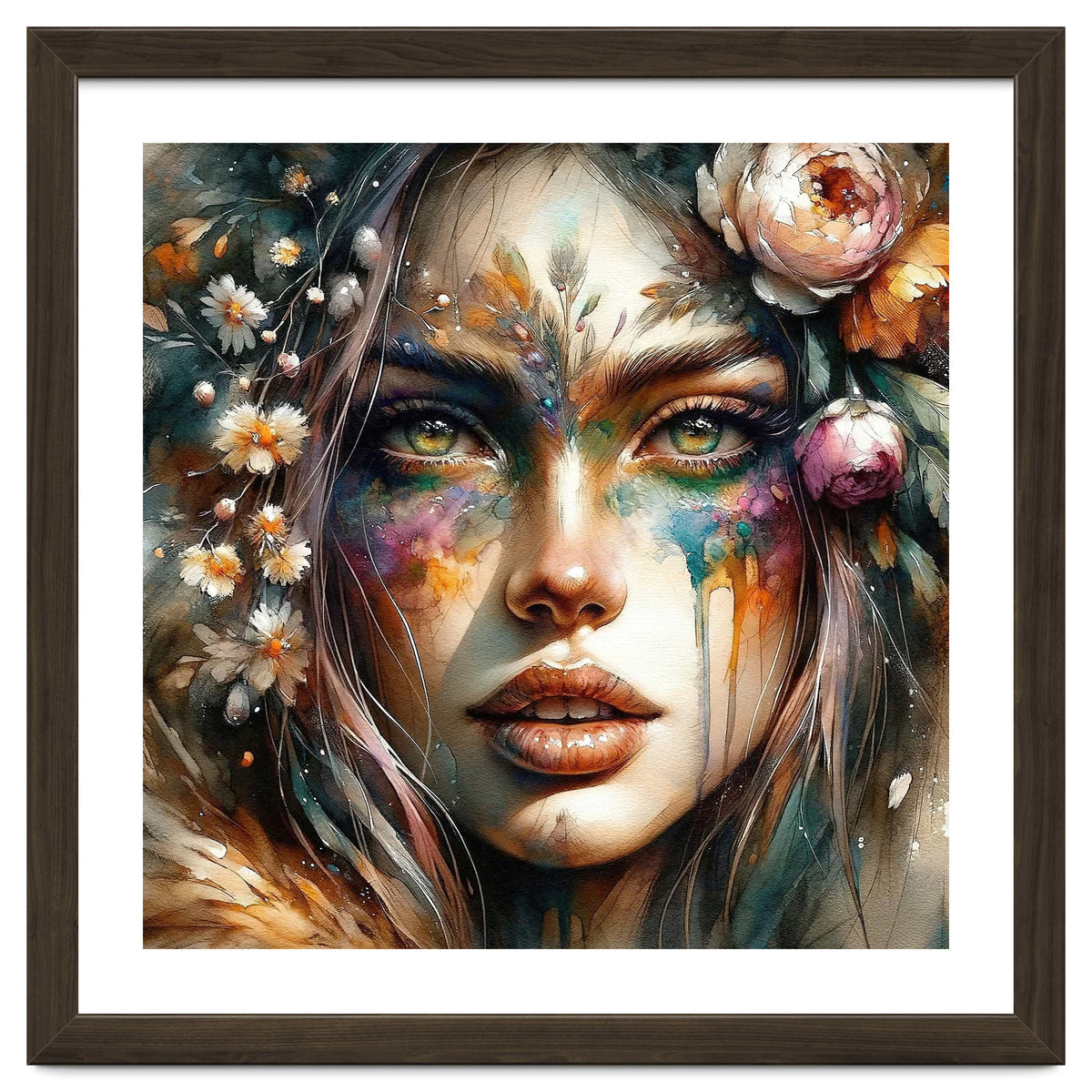 Floral Forest Druid Woman Portrait