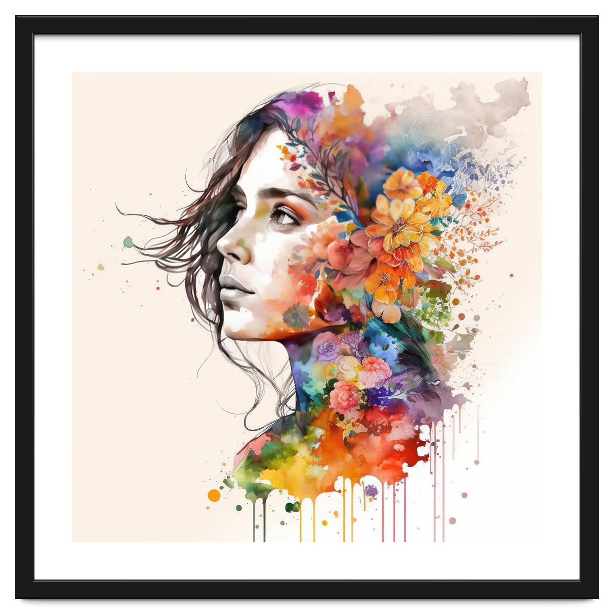 Quiet Muse In Watercolor Blooms