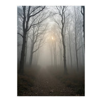 Ethereal Morning Light Breaking Through Dense Forest Fog (Print Only)