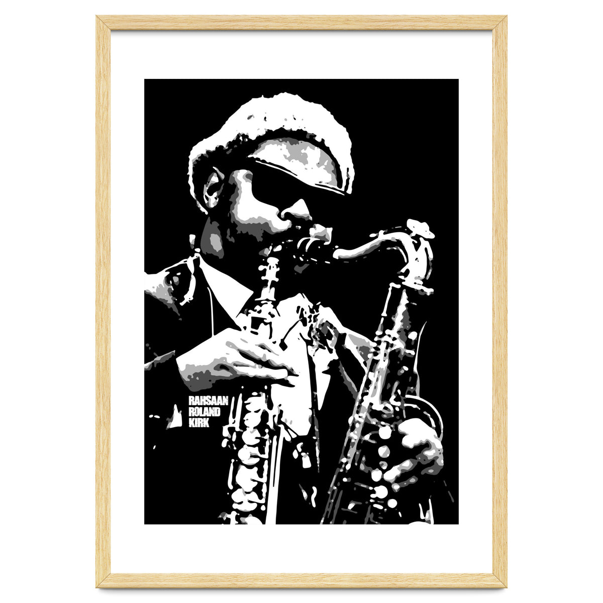 Rahsaan Roland Kirk American Jazz Multi-Instrumentalist in Grayscale 2