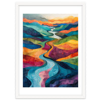 Colorful Abstract River Valley Landscape Art