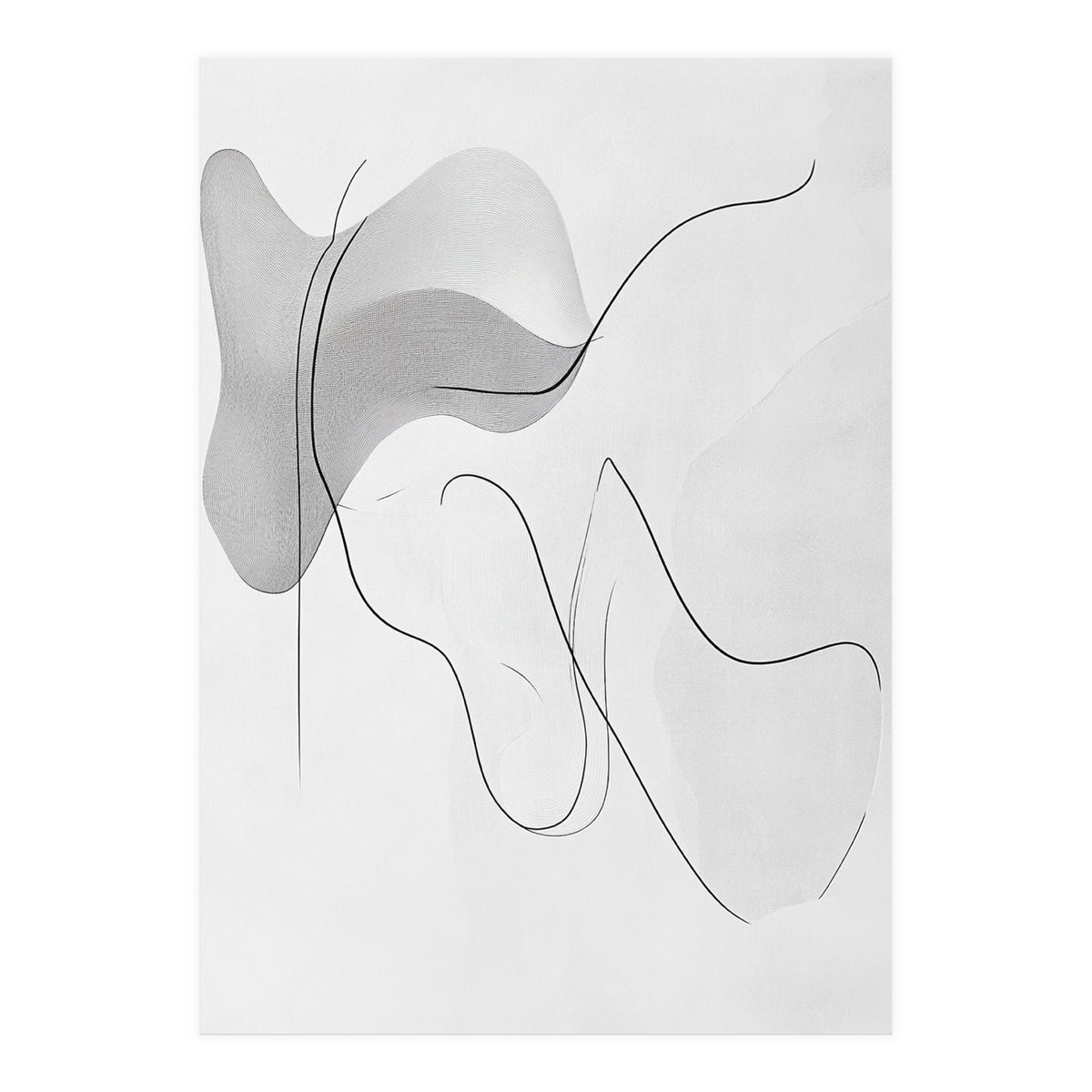 Abstract Black And White Flowing Lines And Shapes (Print Only)
