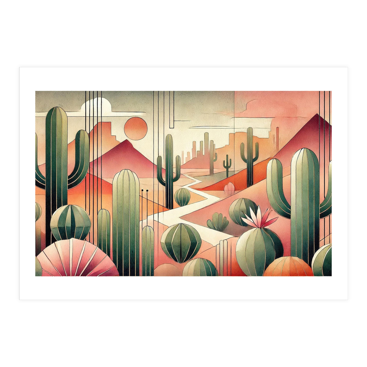 Art Deco Desert Cacti (Print Only)