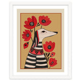 Striped Dog With Poppies thumbnail