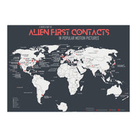 World Map of Alien First Contacts in Movies (Print Only)