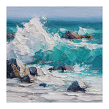 Dynamic Crashing Turquoise Ocean Wave Against Rugged Coastal Rocks (Print Only) thumbnail