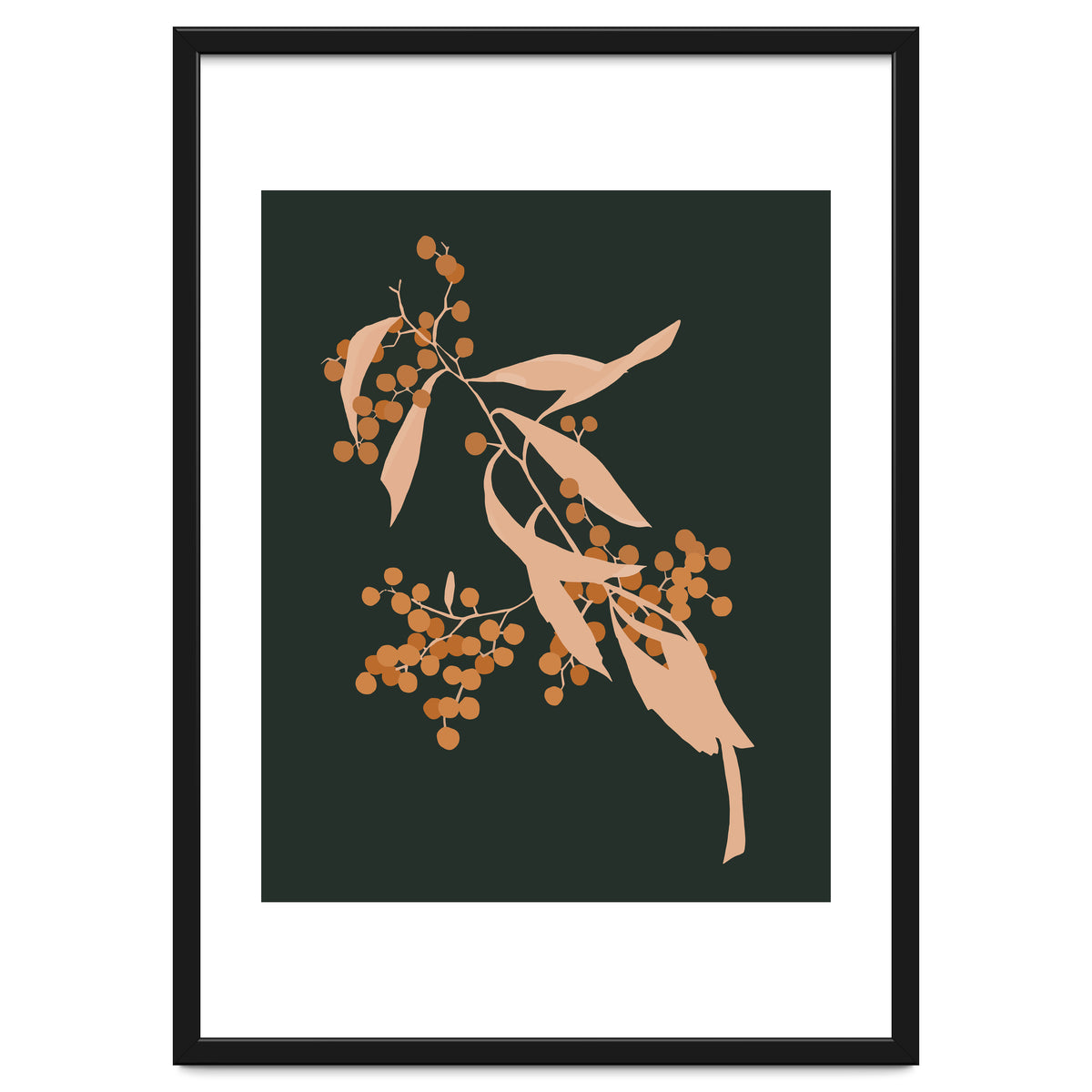 The Blooming Touch, Botanical Vintage Illustration, Dark Blush Bohemian Painting, Plants Nature Eclectic Classy Scandinavian