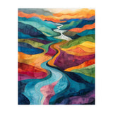 Colorful Abstract River Valley Landscape Art (Print Only) thumbnail