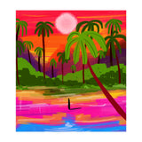 My Shadow & I, Sunset Painting Lake Beach Seashore, Tropical Nature Landscape Colorful Bohemian Traditional, Travel Concept Companion (Print Only) thumbnail