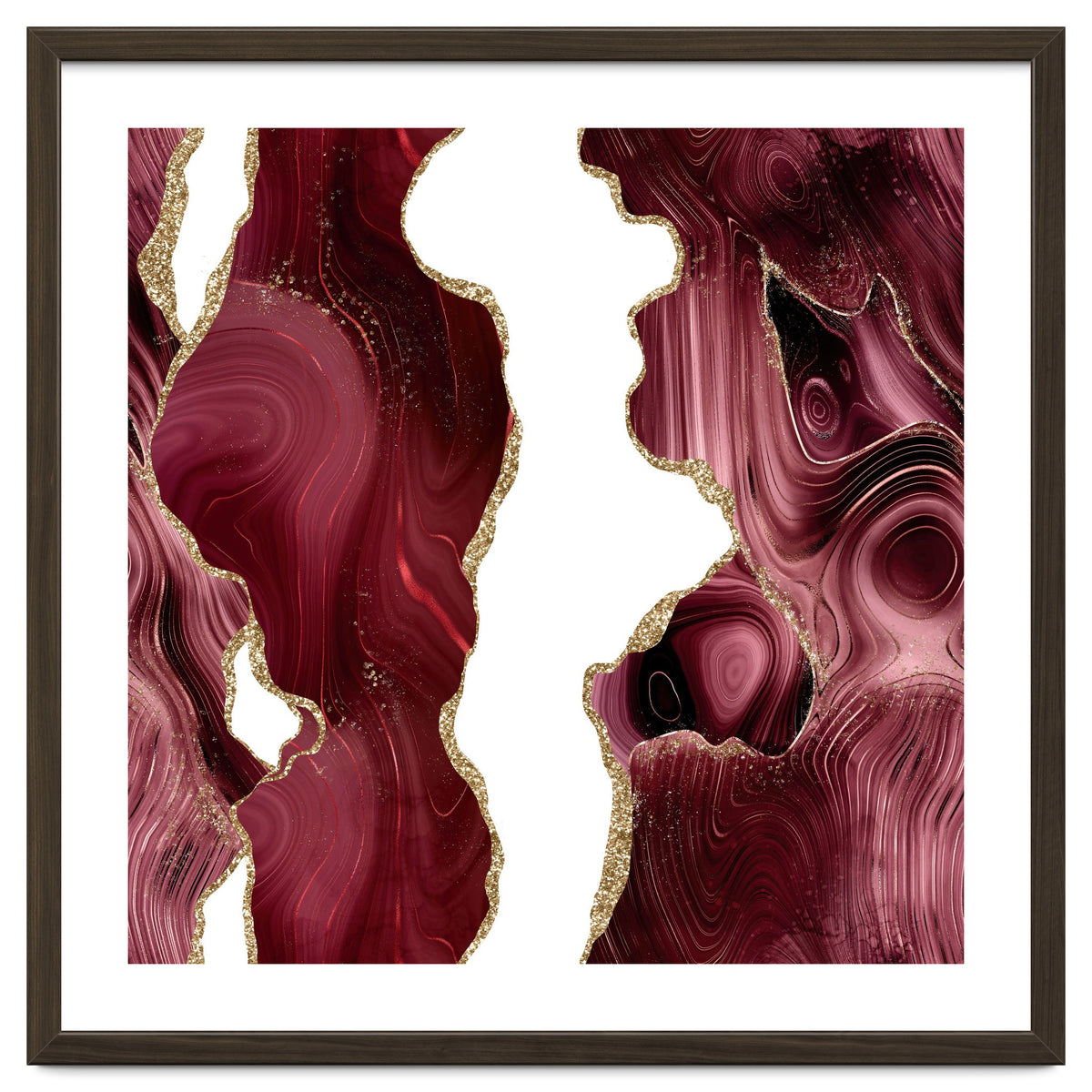 Burgundy & Gold Glitter Agate Texture 05