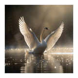 Graceful Swan Spreading Wings On Sparkling Water (Print Only) thumbnail