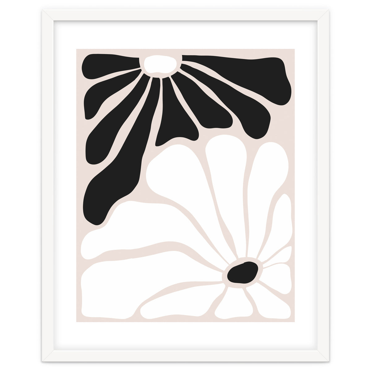 Floral Yin Yang, Scandinavian Nature Flowers Botanical Concept, Plants Blossom Positivity Neutral Minimalism